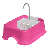 Bebedouro Para Gatos De Raça Fonte Com Água Corrente Bivolt Cor Rosa Quadrada Bivolt