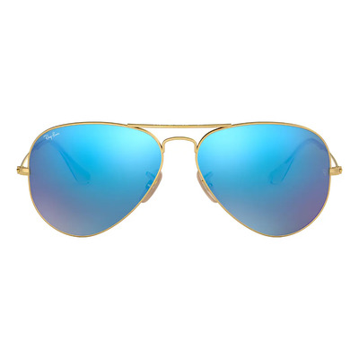 Anteojos de sol Ray-Ban Aviator Flash Lenses talle Small diseño Liso armazón matte gold y lente blue | Meses sin interés