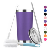 Vaso Térmico Portátil De Acero Inoxidable 20oz Con Calor/frí Color Morado