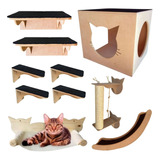 Kit Playground Para Gato 10 Pçs Prateleira Degrau Caixa Rede