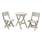 Conjunto Mesa Redonda Cadeira Dobrável Plástica Baru Rimax