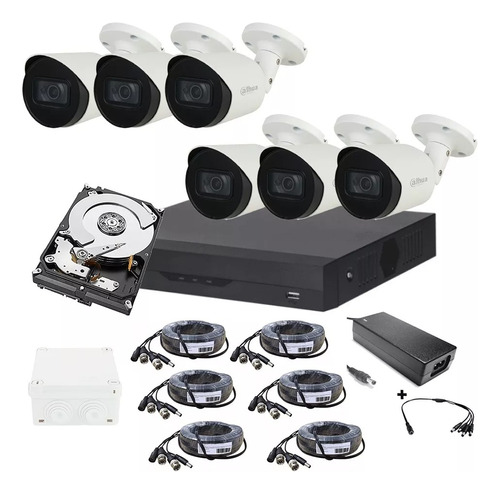 Kit Camaras De Seguridad 6 Camaras Bala 4k Dvr Audio 1tb 12v