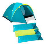 Casa Campaña De Grande Camping 4 Personas + 3 Sleeping Bag