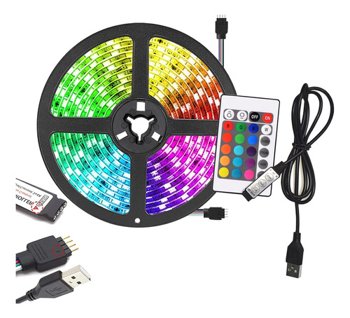 Cinta Tira Led 5 Metros Usb Luces Televisión 16 Colores Rgb