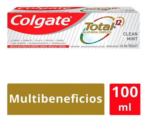 Pasta Dental Colgate Total 12 Cleant Mint 100 Ml