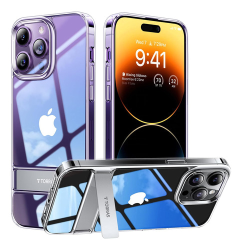 Torras Para iPhone 14 Pro Max Funda Transparente Con Soporte