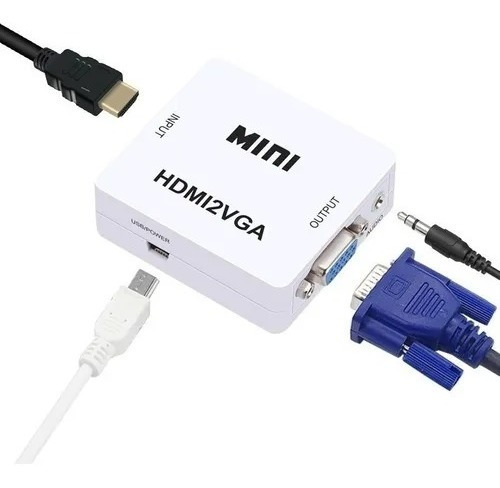 Adaptador Convertidor De Video Hdmi A Vga + Salida Audio