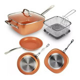 Combo Sarten Copper Chef Migas 5 Piezas Set Juego De Cocina