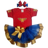 Roupa De Tutu Fantasia Infantil Menina Heroína Para Bebê