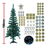 Árvore De Natal Decorada Completa 88 Enfeites + Pisca 150cm