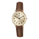 Reloj Q&q Qz01j103y Mujer Marron Fondo Dorado