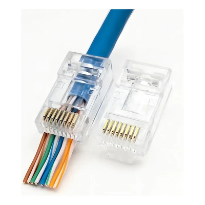 Conector RJ45 Cat 6 Pass Through Cober 8 Pines Baño Oro 100 Piezas | MercadoLibre