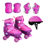 Patins Roller 4 Rodas Infantil Com Proteção Feminino Dm Toys