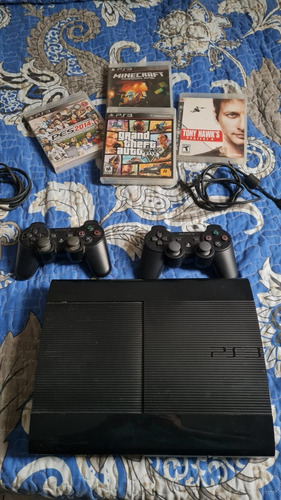 Playstation 3 Super Slim 250 Gb Completa Juegos 2 Mandos