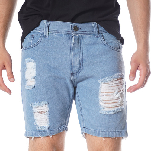 Bermuda Mom Hombre Short Corto Jogger Jean Roturas H31