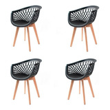 Kit 4 Cadeira De Jantar Empório Tiffany Web Pé Wood Cor Da Estrutura Da Cadeira Madeira Cor Do Assento Preto