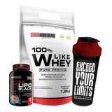 Kitpré/pós Treino 100% Whey Protein + Lipo 6 + Shaker