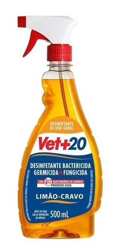 Desinfetante Pronto Para Uso Spray Vet+20 Limão-cravo 500ml