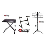 Kit Suporte P/teclado Z+ Sup P/partitura+ Banqueta Bt10 Saty