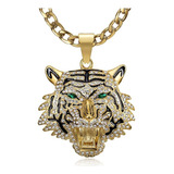 Cubana Cadena Eslabones Hip Hop Collares Tigre De Diamantes