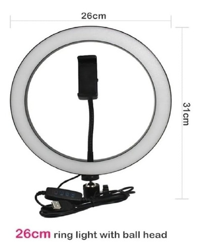 Anillo Aro De Luz Led 26 Cm Con Trípode Ajustable Smartphone Color De La Estructura Fria-calida