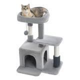 Condominio Para Gatos Con Poste Rascador, Gris Claro, Tamaño