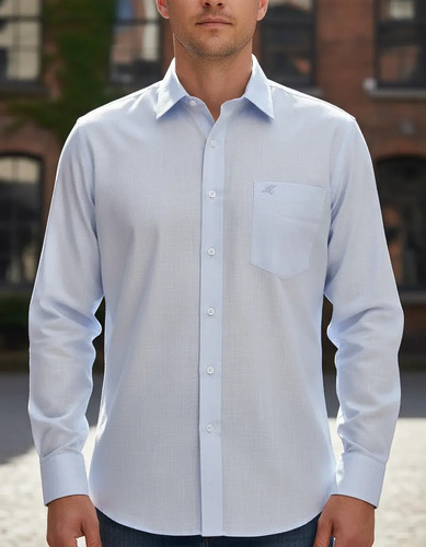 Camisa De Vestir Cuadros Manga Larga De Hombre
