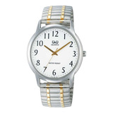 Reloj Q&q Qyq Vy24j404y Casual Acero Hombre + Estuche Color De La Correa Plateado Color Del Bisel Blanco