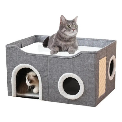Casa Y Cama Grand Plegable Para Mascota Gato Con Cojín Suave