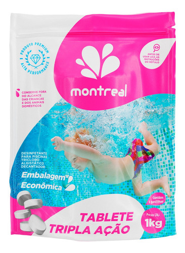 Refil Para Pastilhas Tricloro Para Piscinas Montreal 1 Kg