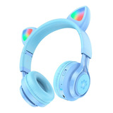 Audifonos Bluetooth Hoco W39 Para Niños Orejas Gato Azul