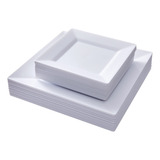 Platos Cuadrados De Plastico 60pzs Color Blanco Para Fiesta