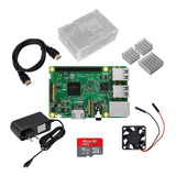 Kit Raspberry Pi3 Fonte Case Cooler Dissipador Sd 32gb