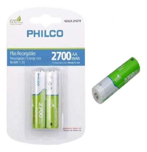 Pila Aa Recargable 2700 Mah Philco Bateria Pack X2