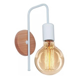 Aplique 1 Luz Madera Lenga Con Metal Blanco Apto Led E27 Cx