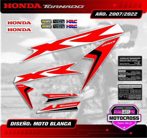 Kit Calcos Gráfica Honda Tornado Xr 250 - 1ra Calidad!!! 