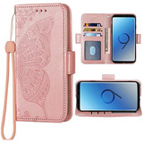 Funda Cartera Para Samsung Galaxy Note 9 Rosa Dorado Pie - 1