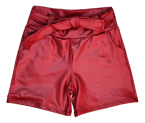 Shorts Couro Fake Infantil Menina Luxo Do 02 Ao 10