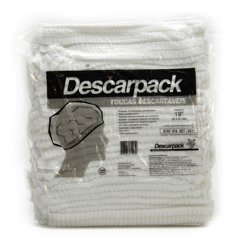 Touca Descartável Branca - Descarpack Embalagem C/100 Un