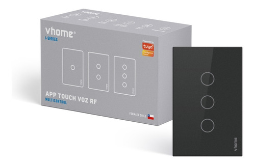  Interruptor Wifi Rf  Vhome Black Touch 3 Canal Vshop