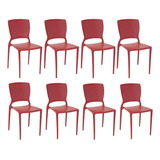 Kit 8 Cadeiras Safira Vermelha Tramontina