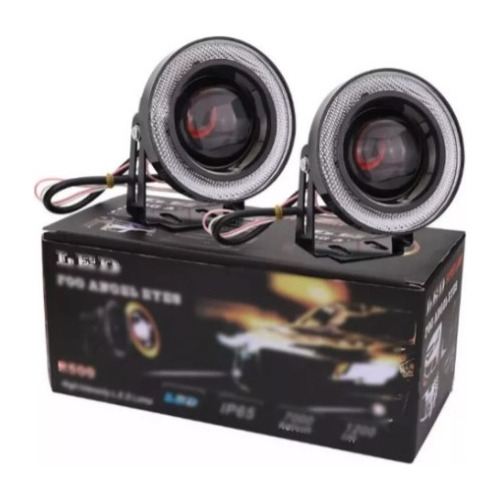 02 Farol De Led Auxiliar Projetor Angel Eyes Universal Carro