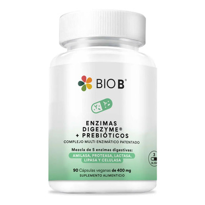 Bio B | Enzimas Digezyme® Prebióticos | 90 Cápsulas Veganas | Meses sin interés