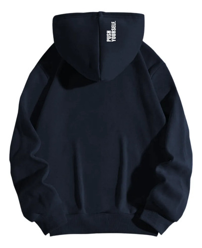 Sudadera Con Gorro Estampado Push Yourself Felpa Cómoda