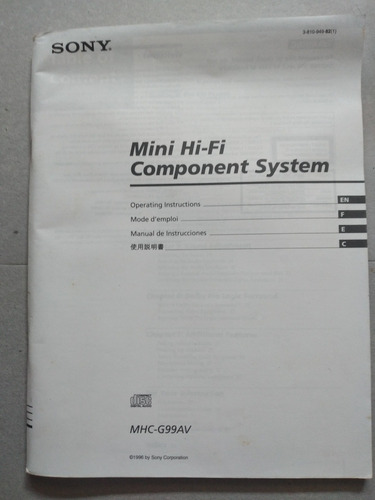 Manual Mini Hi-fi Component System Sony Mhc-g99av