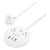 Powerlot Power Strip With 2 Outlets, 3 Usb (2a+1c), 5tf Exte