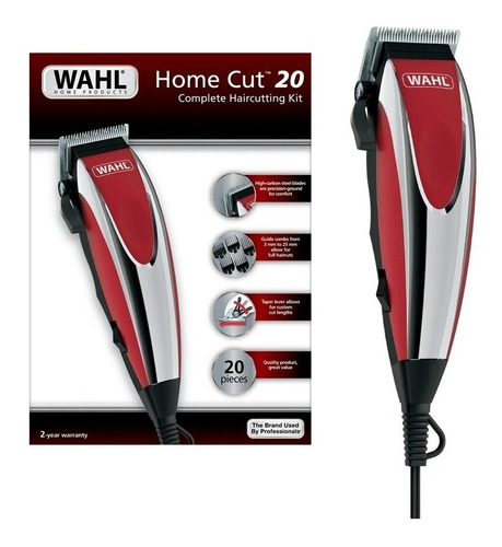 Maquina De Cortar Pelo Wahl Home Cut Estuche 20 Piezas 9w Color Plateado