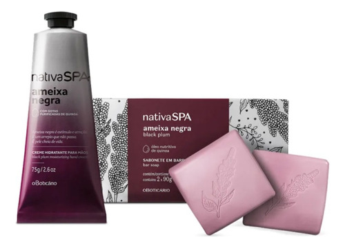 Nativa Spa Ameixa Negra: Creme Para Mãos 75g + 2 Sabonetes 