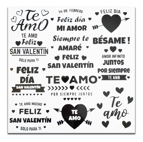 San Valentín - Frases Vinilo Para Globos, Cajas, Tazones Etc