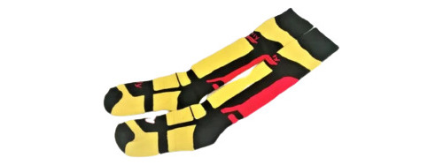 Medias Térmicas Altas Gama Hi Fly Amarillo Rojo Centro Motos